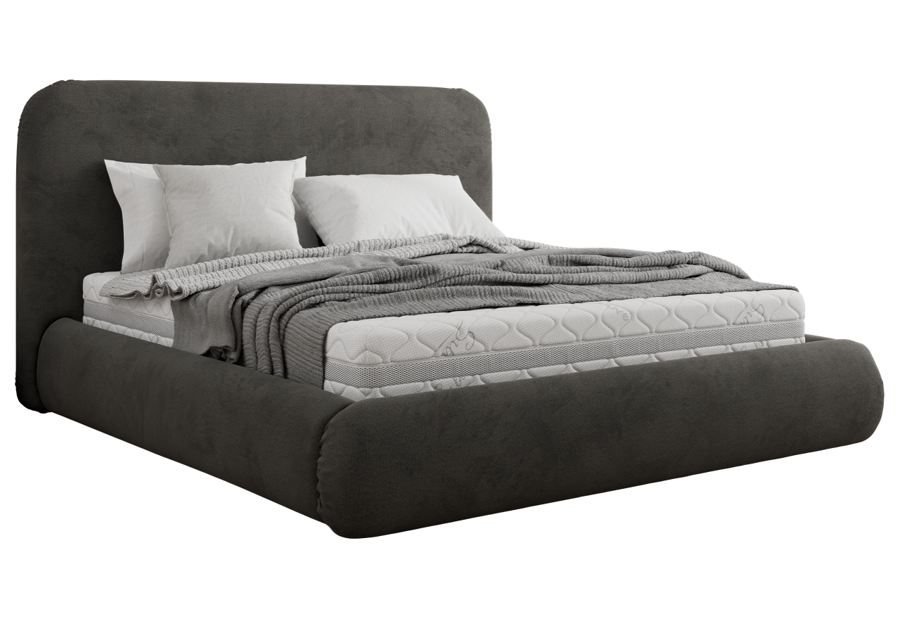 Łóżko tapicerowane BENEA CLASSIC 200x200 - ciemnoszary, welwet