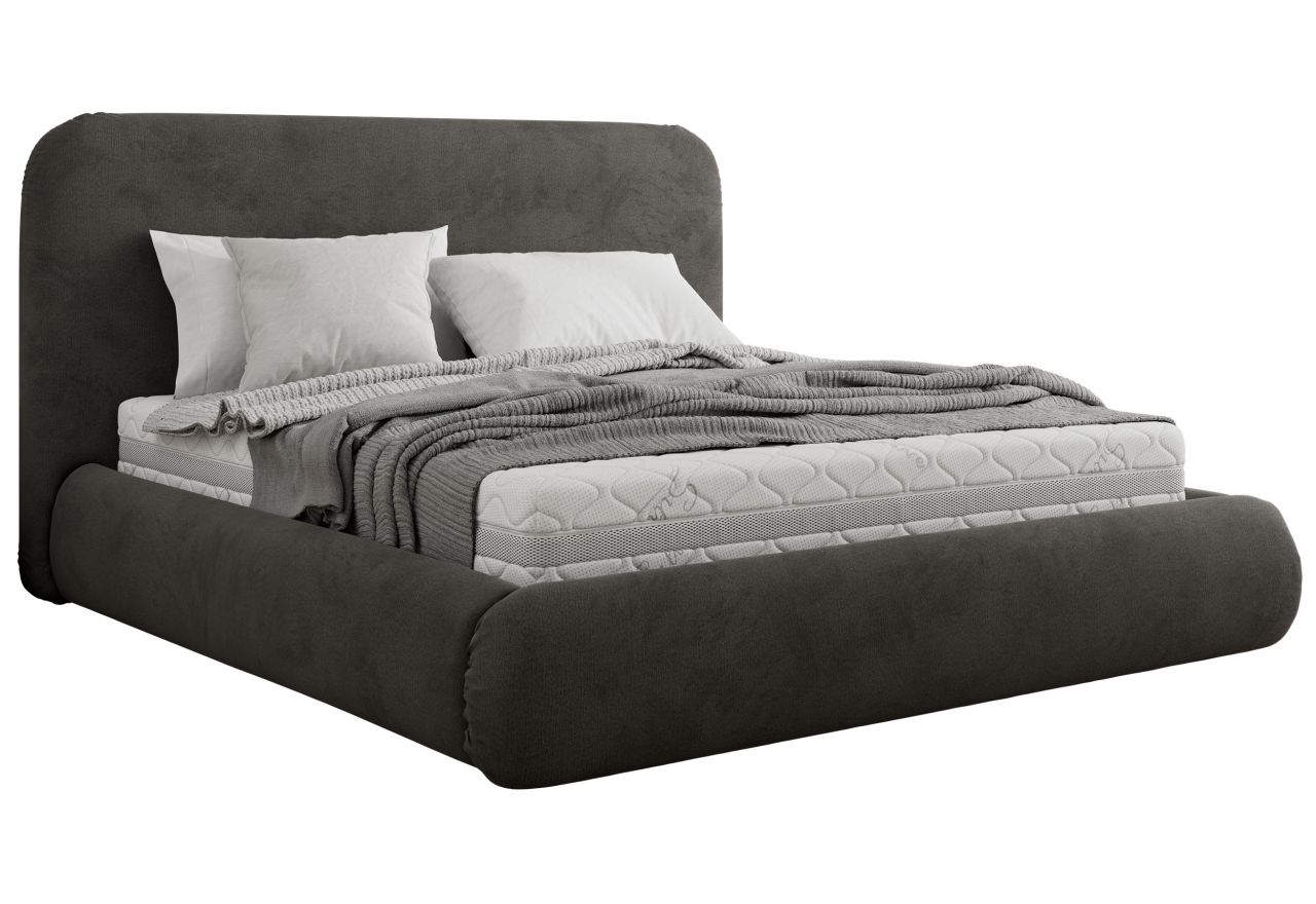 Łóżko tapicerowane BENEA CLASSIC 200x200 - materac pocket - ciemnoszary, welwet