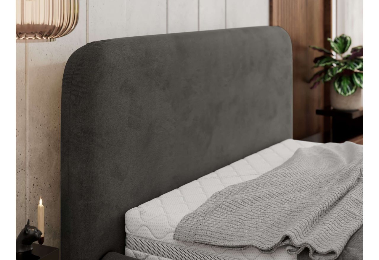 Łóżko tapicerowane BENEA CLASSIC 140x200 - materac multipocket - ciemnoszary, welwet