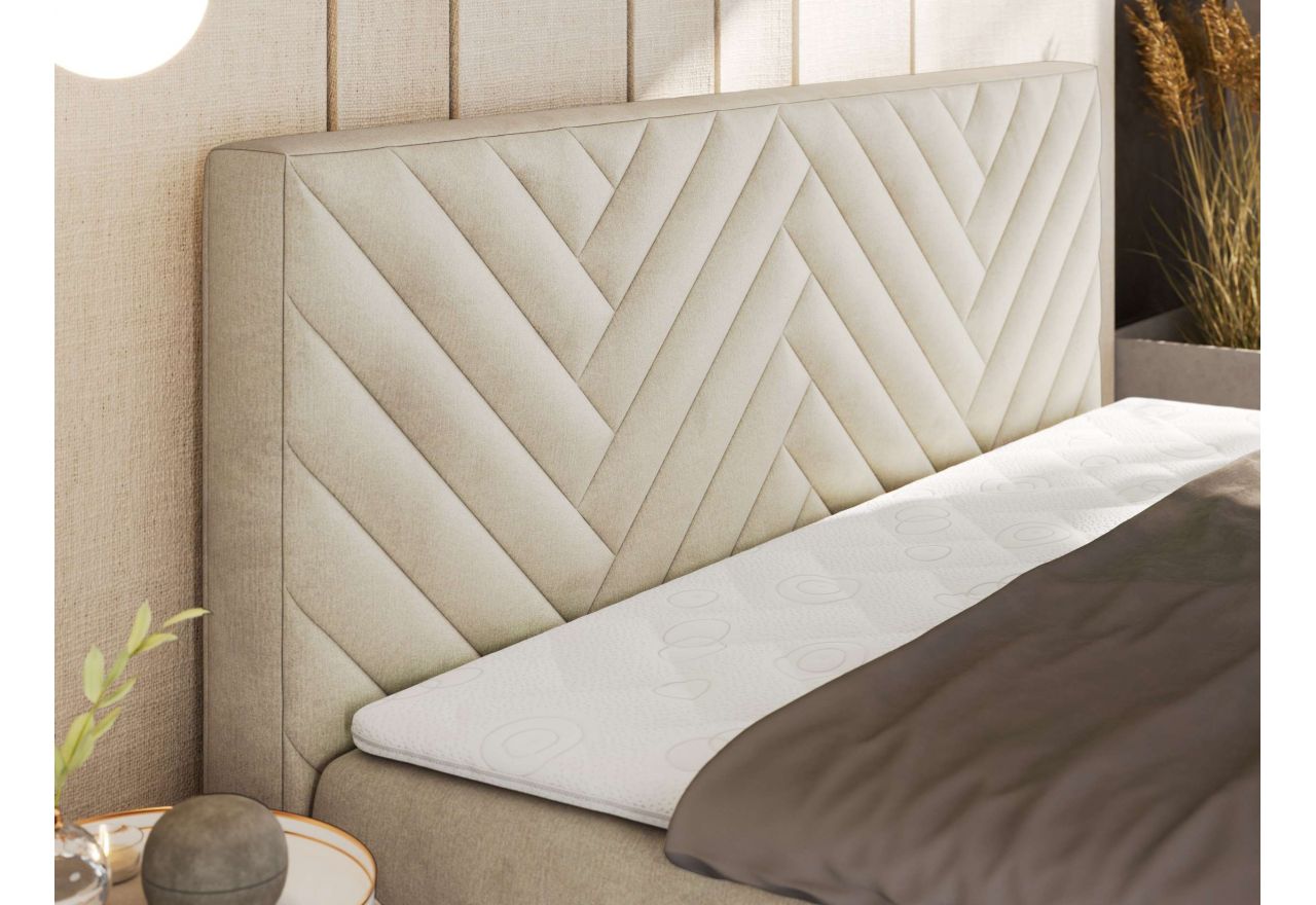 Łóżko kontynentalne AVERTA 140x200 - H3 - beżowy, welwet