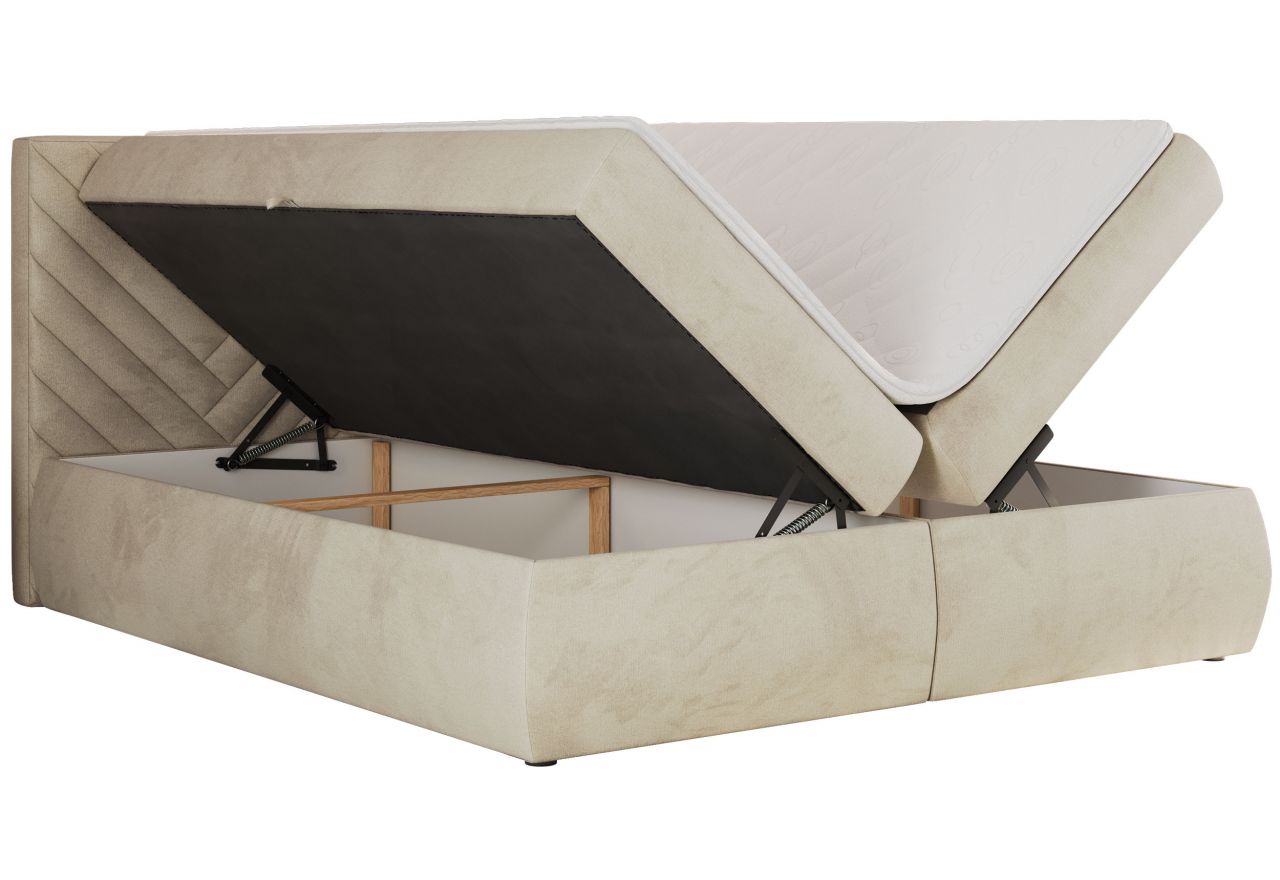 Łóżko kontynentalne AVERTA 140x200 - H3 - beżowy, welwet