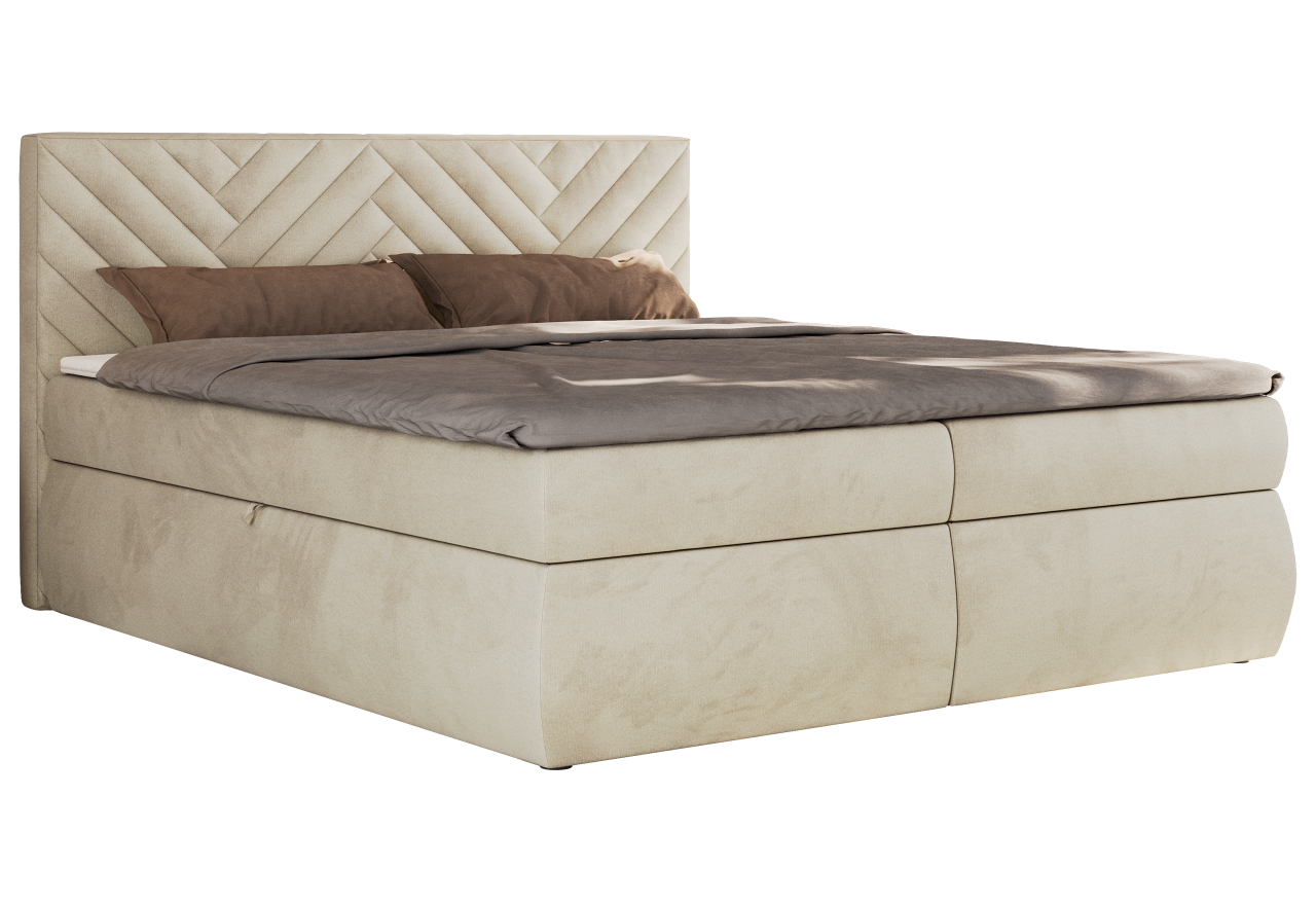 Łóżko kontynentalne AVERTA 160x200 - H3 - beżowy, welwet