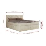 Łóżko kontynentalne AVERTA 160x200 - H3 - beżowy, welwet