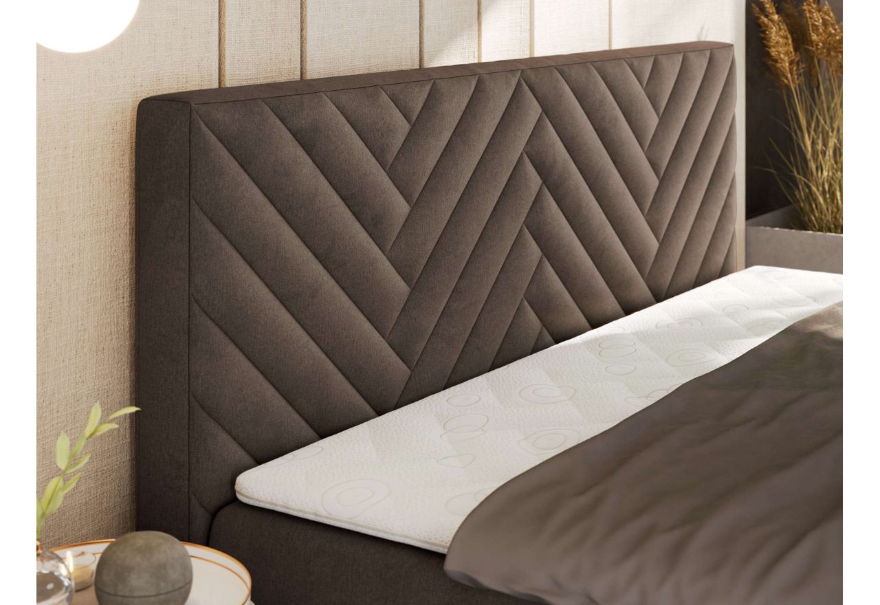 Łóżko kontynentalne AVERTA 140x200 - H3 - brązowy, welwet