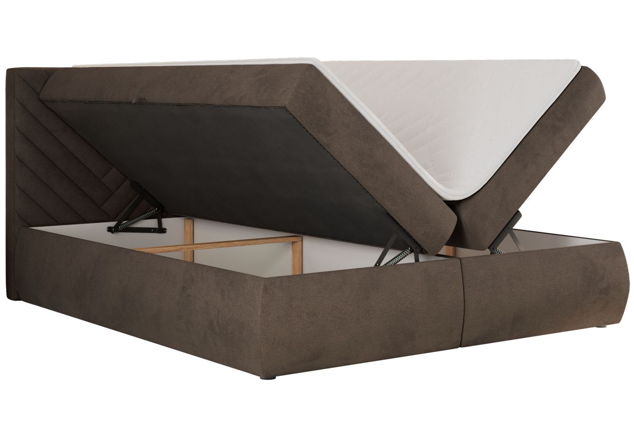 Łóżko kontynentalne AVERTA 140x200 - H3 - brązowy, welwet