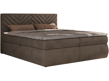 Łóżko kontynentalne AVERTA 180x200 - H3 - brązowy, welwet