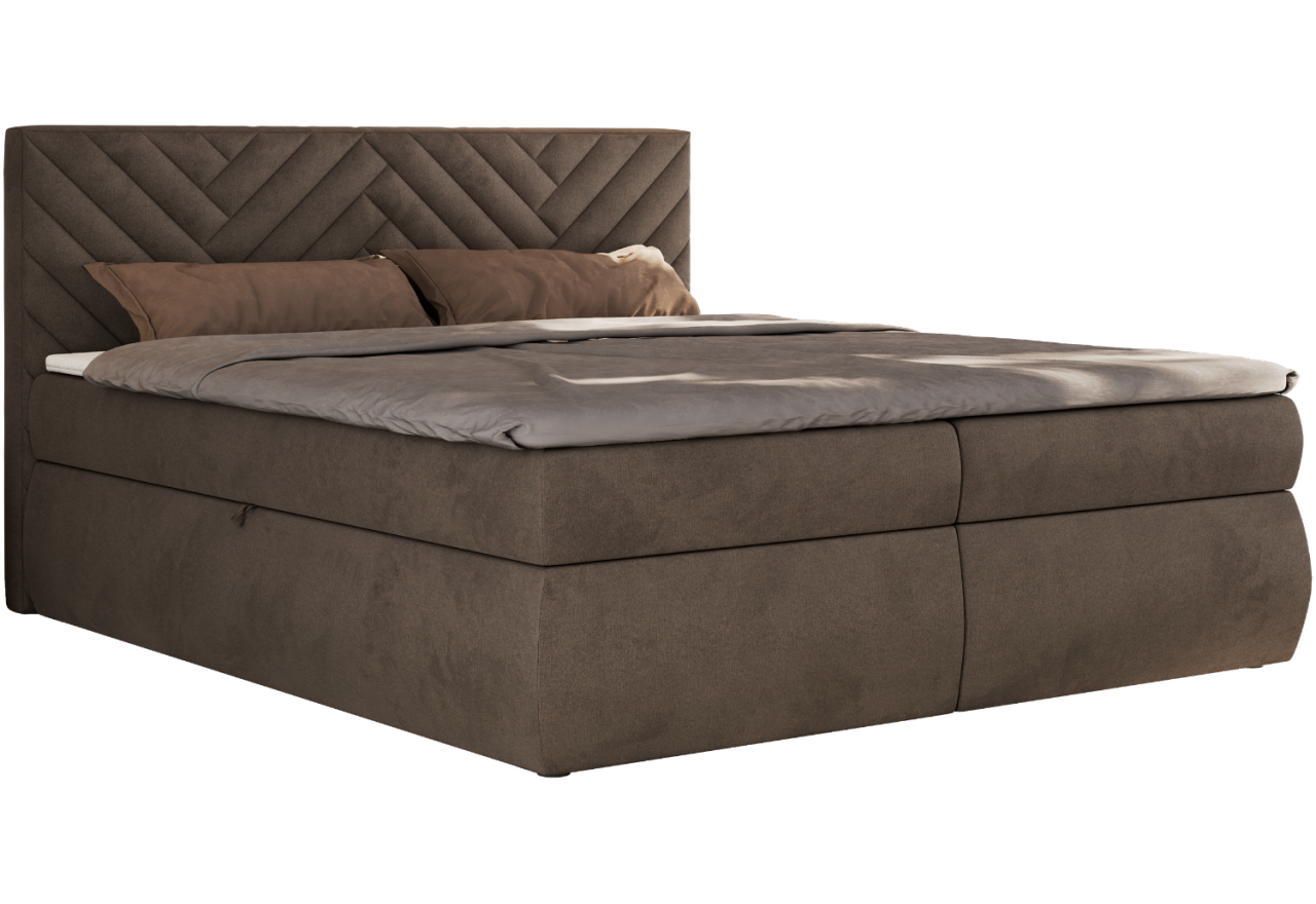 Łóżko kontynentalne AVERTA 180x200 - H3 - brązowy, welwet