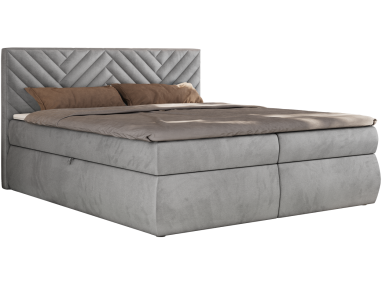 Łóżko kontynentalne AVERTA 180x200 - H3 - jasnoszary, welwet