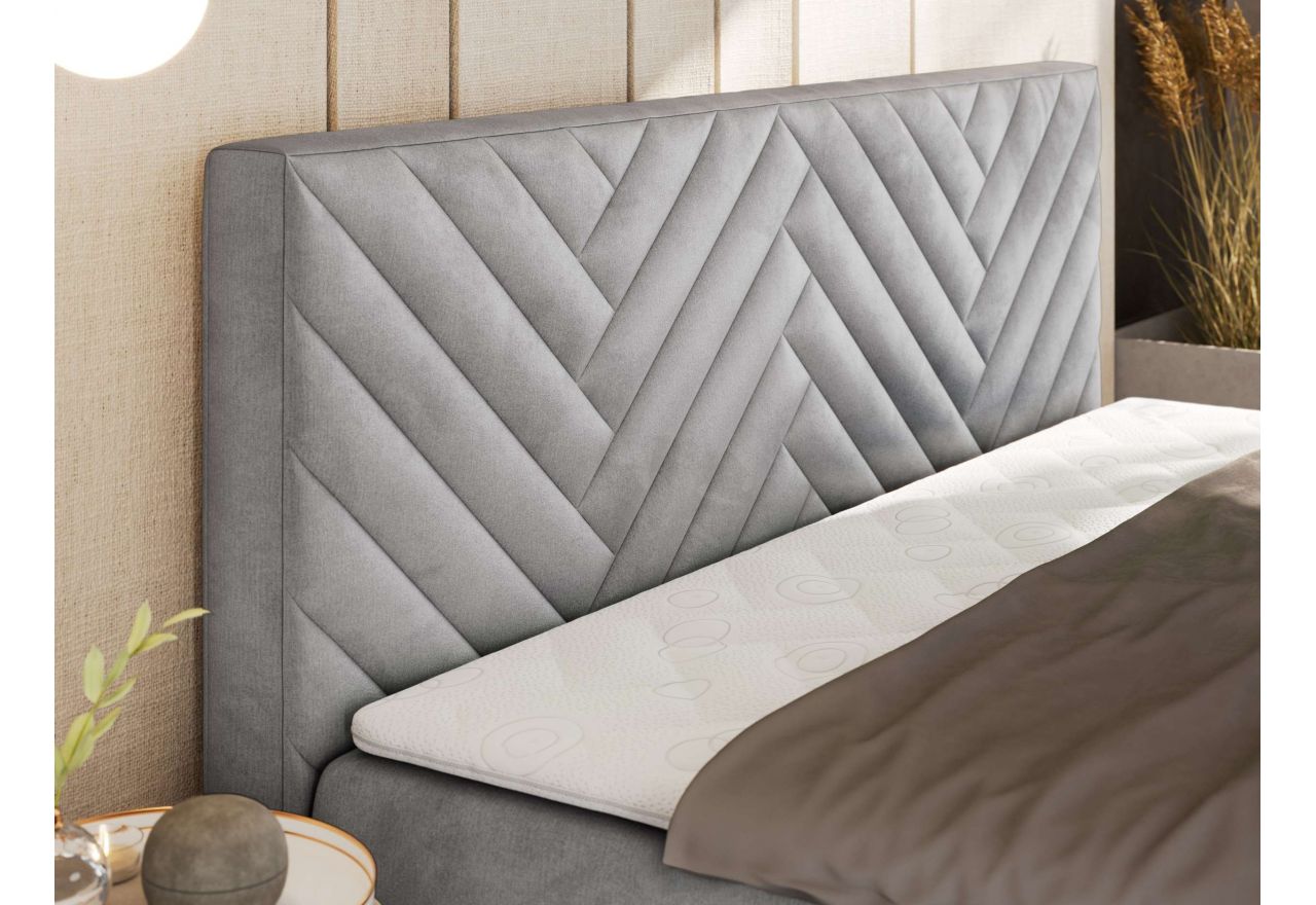 Łóżko kontynentalne AVERTA 180x200 - H3 - jasnoszary, welwet