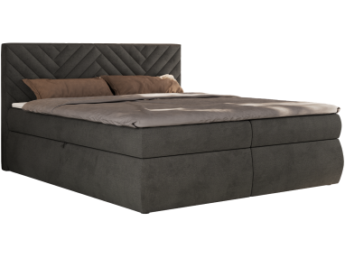 Łóżko kontynentalne AVERTA 180x200 - H3 - ciemnoszary, welwet