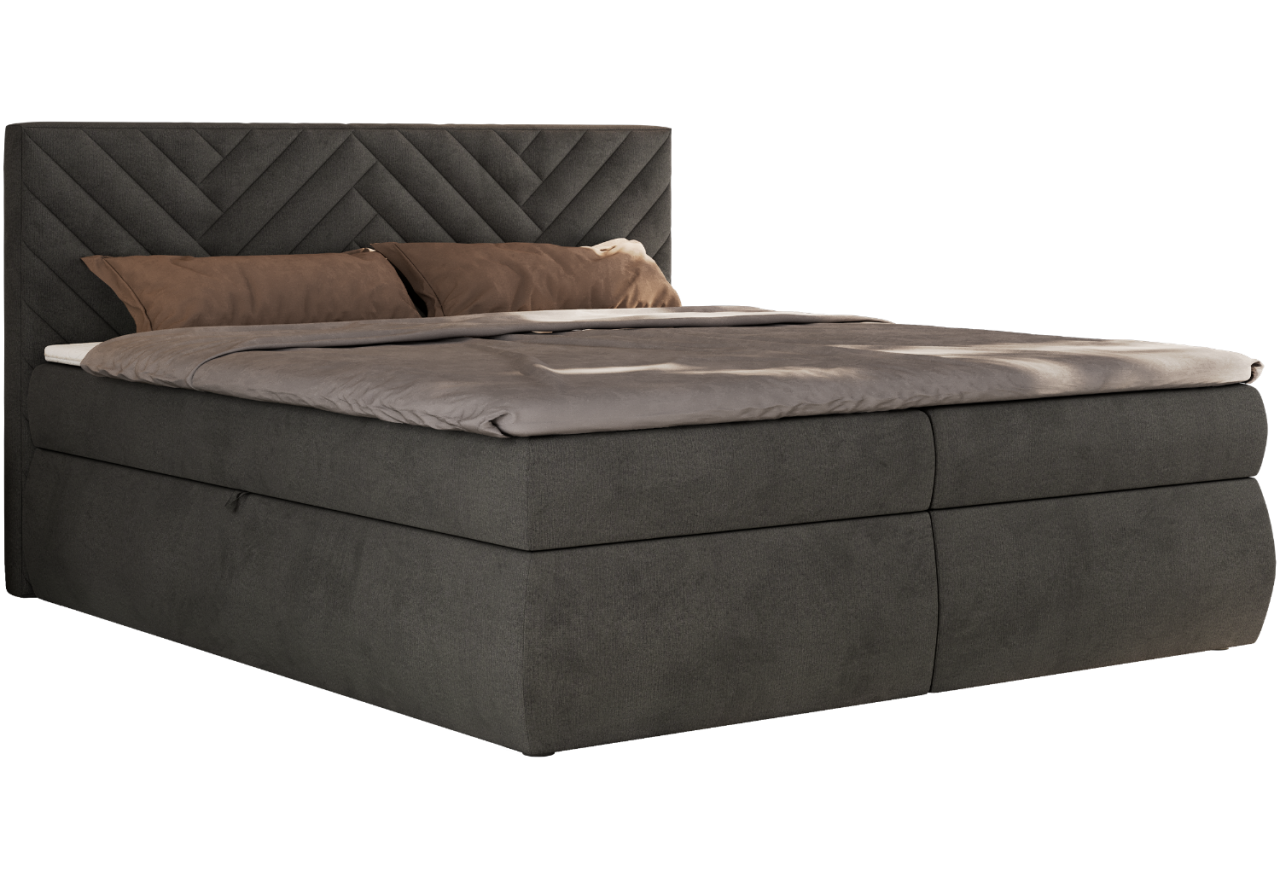 Łóżko kontynentalne AVERTA 180x200 - H3 - ciemnoszary, welwet