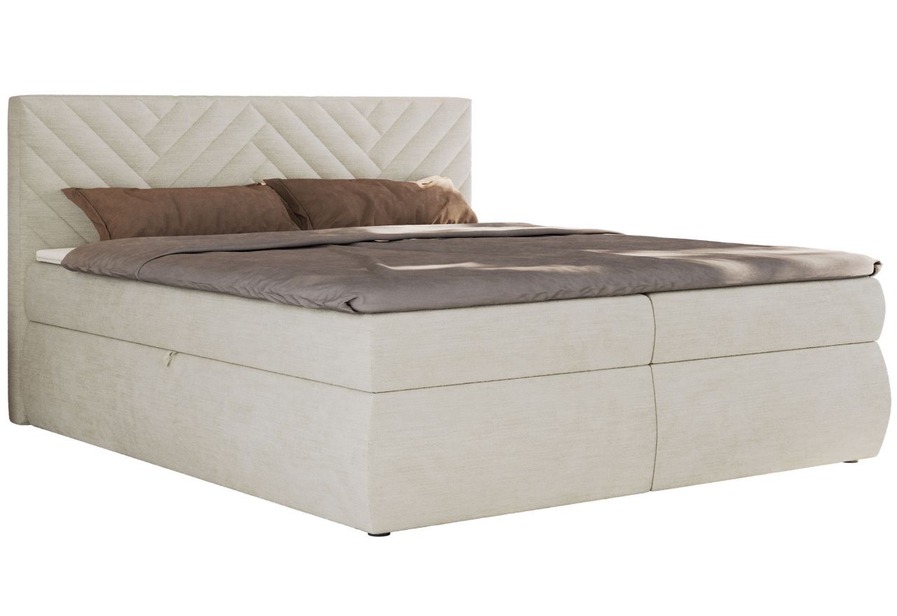 Łóżko kontynentalne AVERTA 140x200 - H3 - kremowy, szenil gładki