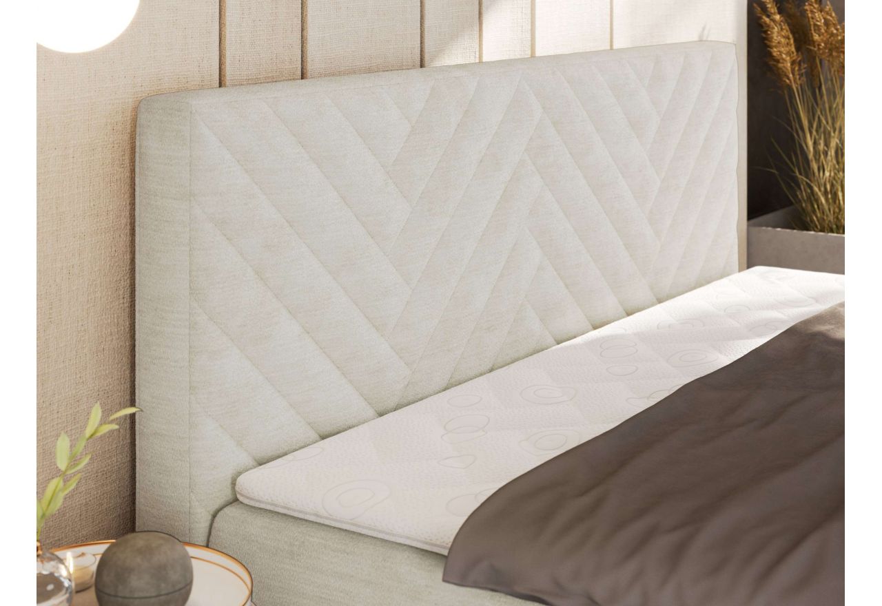 Łóżko kontynentalne AVERTA 180x200 - H3 - kremowy, szenil gładki