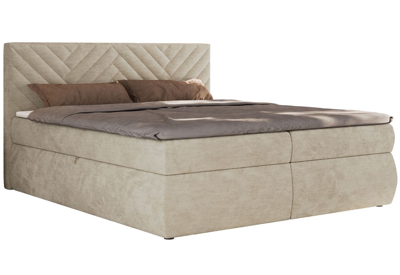 Łóżko kontynentalne AVERTA 140x200 - H3 - beżowy, szenil gładki
