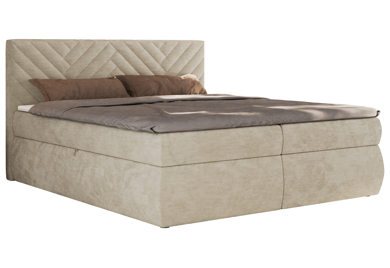 Łóżko kontynentalne AVERTA 160x200 - H3 - beżowy, szenil gładki