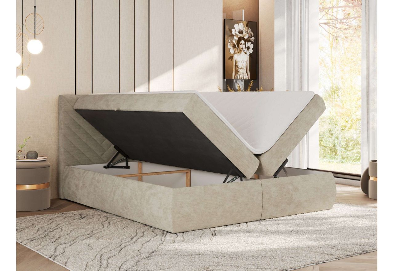 Łóżko kontynentalne AVERTA 180x200 - H3 - beżowy, szenil gładki