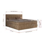 Łóżko kontynentalne AVERTA 140x200 - H3 - brązowy, szenil gładki