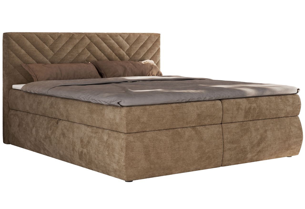 Łóżko kontynentalne AVERTA 140x200 - H3 - brązowy, szenil gładki