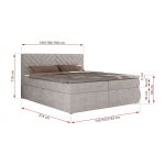 Łóżko kontynentalne AVERTA 140x200 - H3 - jasnoszary, szenil gładki