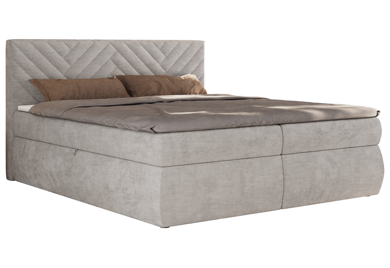 Łóżko kontynentalne AVERTA 160x200 - H3 - jasnoszary, szenil gładki