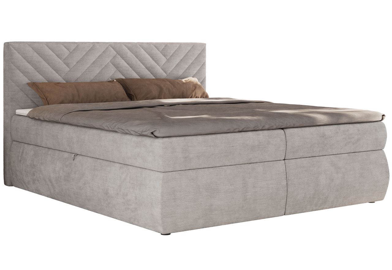 Łóżko kontynentalne AVERTA 160x200 - H3 - jasnoszary, szenil gładki