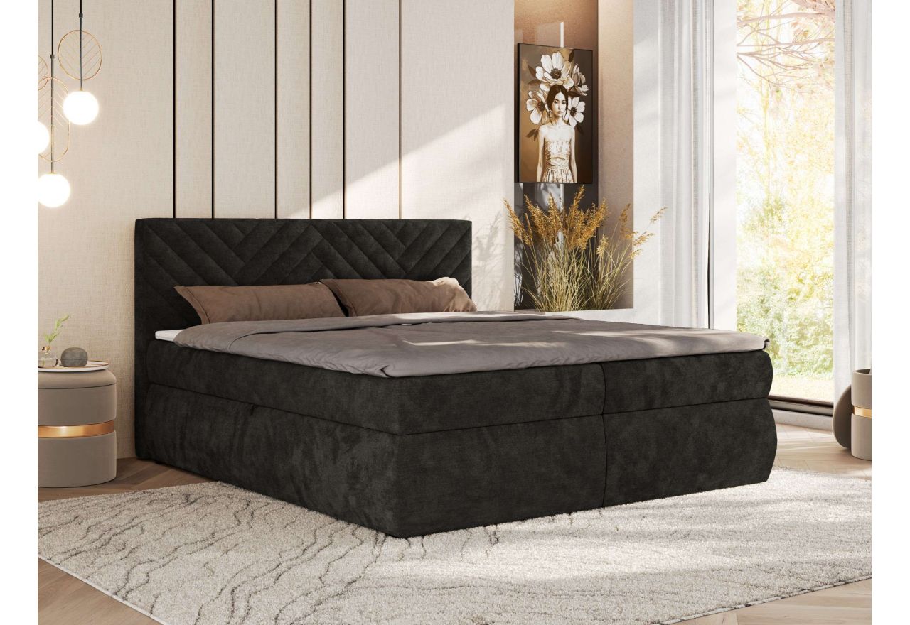 Łóżko kontynentalne AVERTA 140x200 - H3 - ciemnoszary, szenil gładki