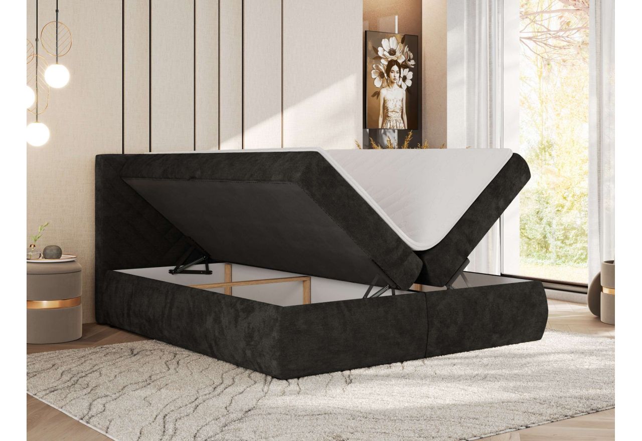 Łóżko kontynentalne AVERTA 140x200 - H3 - ciemnoszary, szenil gładki