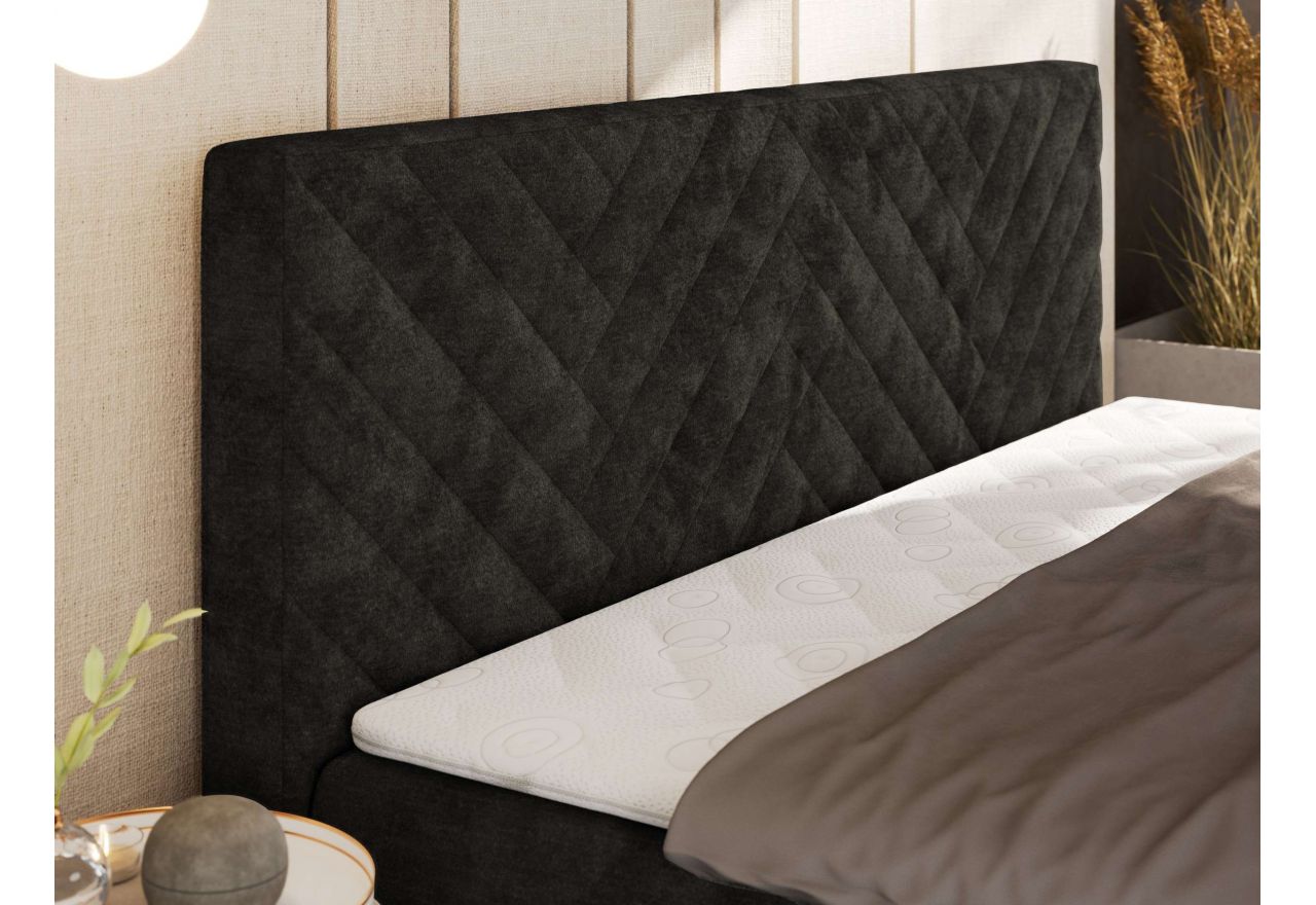 Łóżko kontynentalne AVERTA 160x200 - H3 - ciemnoszary, szenil gładki