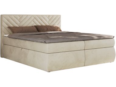 Łóżko kontynentalne AVERTA 180x200 - H4 - beżowy, welwet