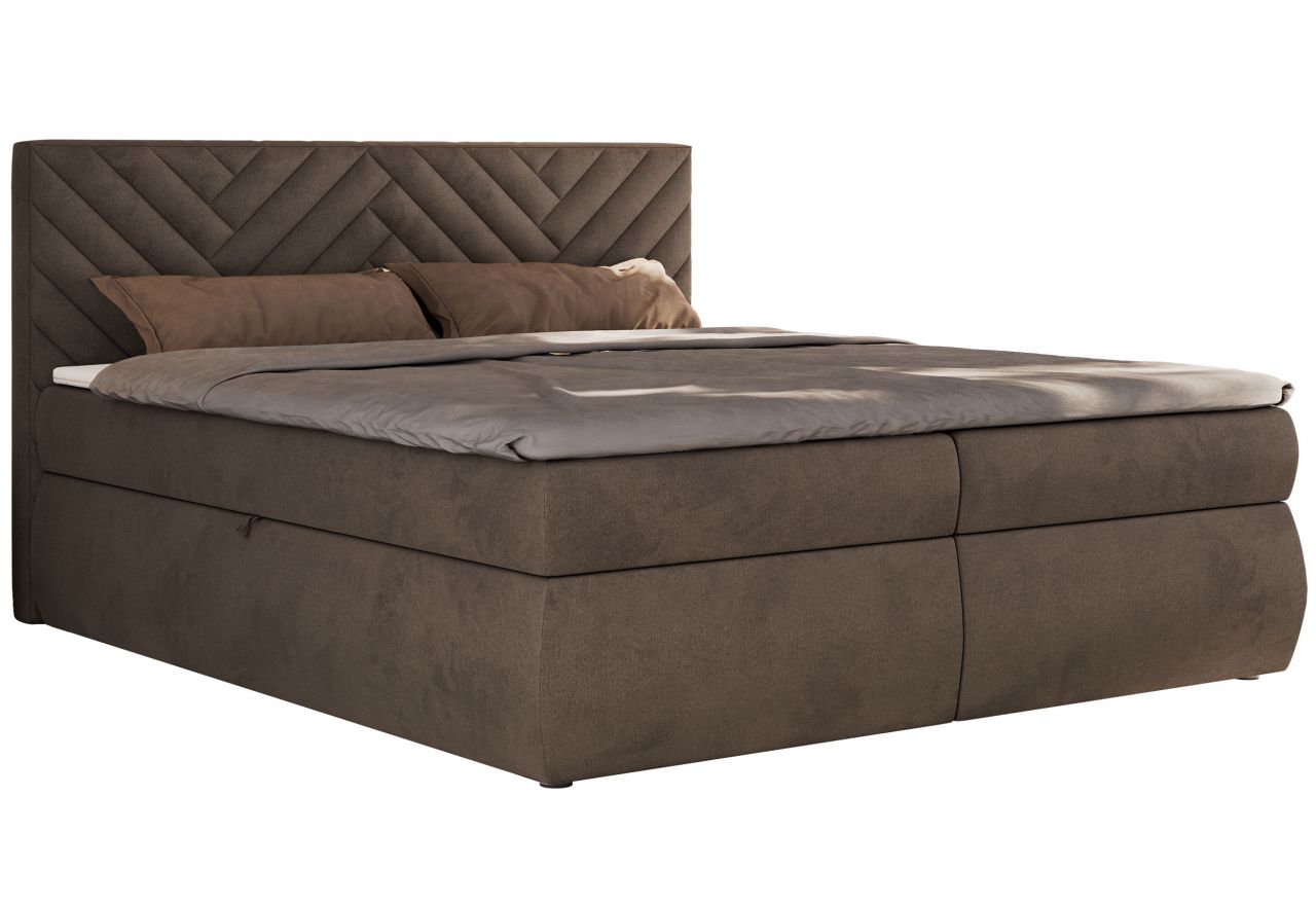 Łóżko kontynentalne AVERTA 140x200 - H4 - brązowy, welwet