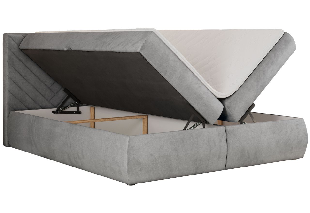 Łóżko kontynentalne AVERTA 140x200 - H4 - jasnoszary, welwet