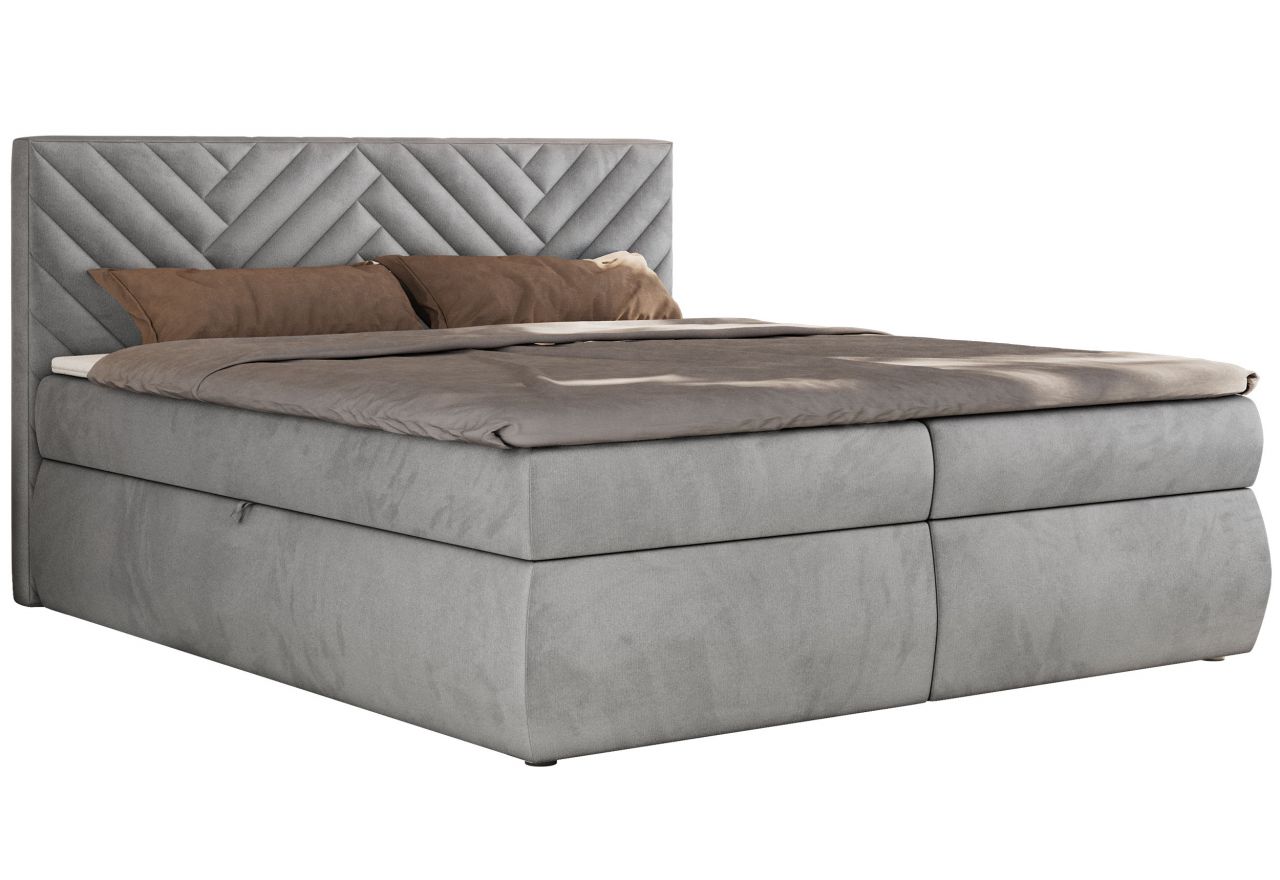 Łóżko kontynentalne AVERTA 180x200 - H4 - jasnoszary, welwet