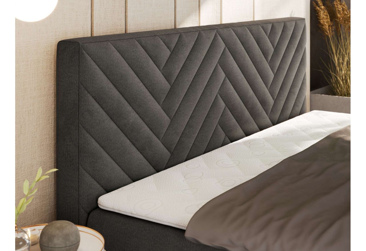 Łóżko kontynentalne AVERTA 140x200 - H4 - ciemnoszary, welwet