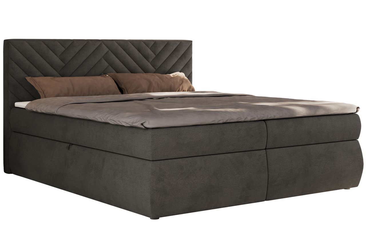 Łóżko kontynentalne AVERTA 160x200 - H4 - ciemnoszary, welwet