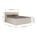 Łóżko kontynentalne AVERTA 160x200 - H4 - kremowy, szenil gładki