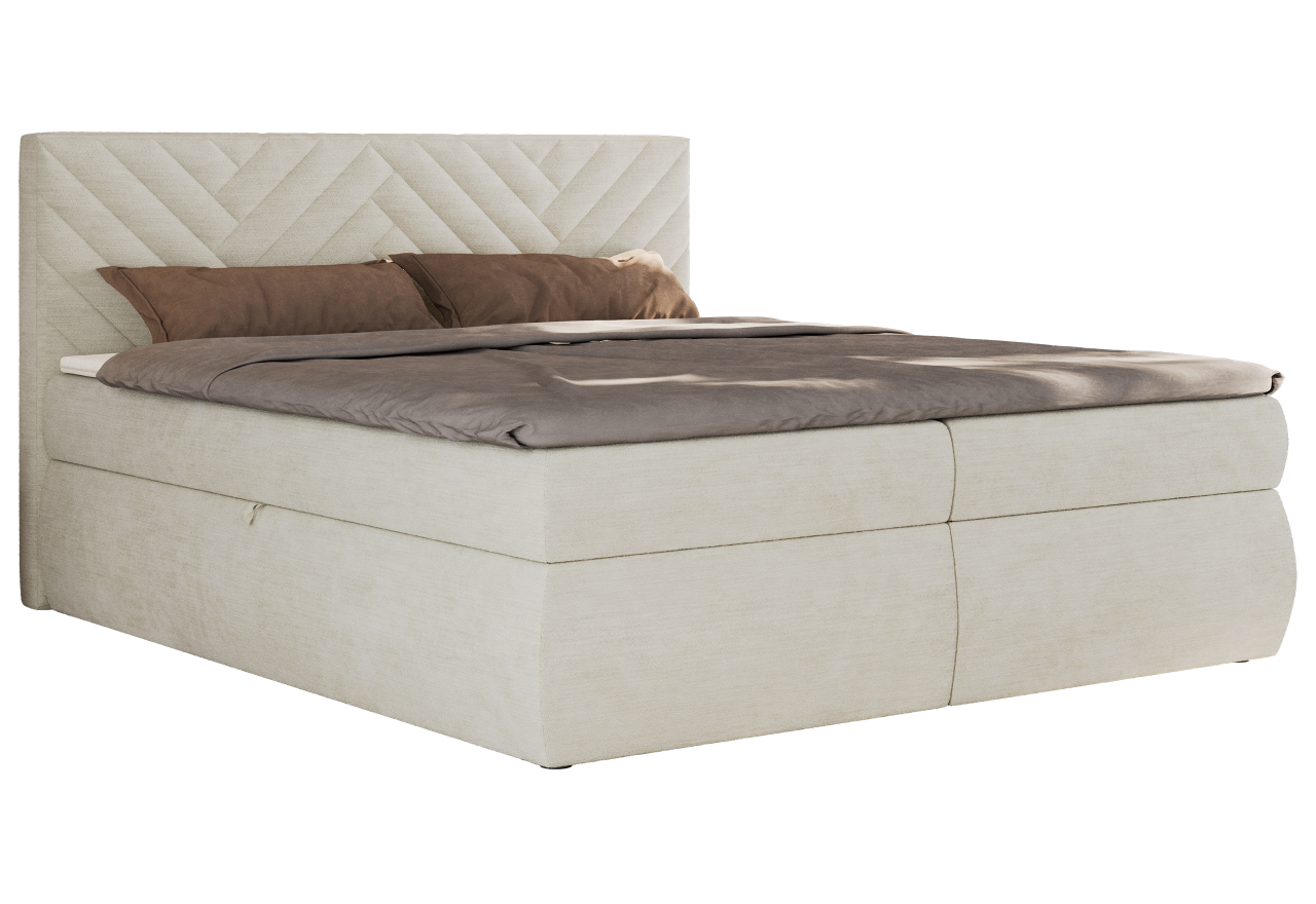 Łóżko kontynentalne AVERTA 180x200 - H4 - kremowy, szenil gładki