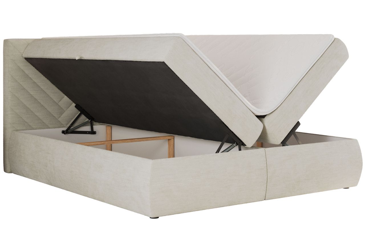 Łóżko kontynentalne AVERTA 180x200 - H4 - kremowy, szenil gładki