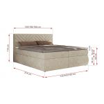 Łóżko kontynentalne AVERTA 140x200 - H4 - beżowy, szenil gładki