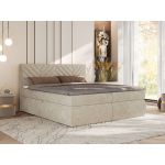 Łóżko kontynentalne AVERTA 160x200 - H4 - beżowy, szenil gładki