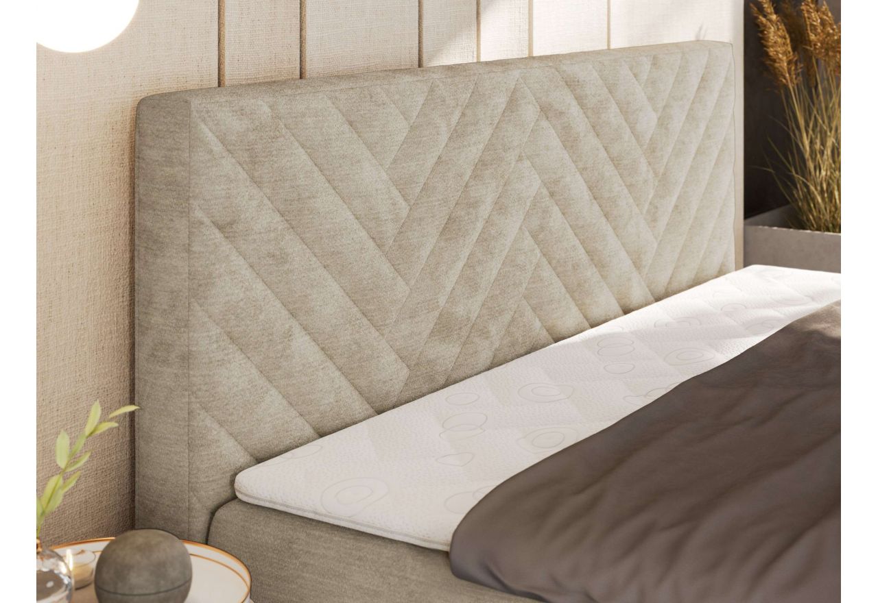 Łóżko kontynentalne AVERTA 160x200 - H4 - beżowy, szenil gładki