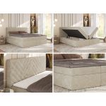 Łóżko kontynentalne AVERTA 160x200 - H4 - beżowy, szenil gładki