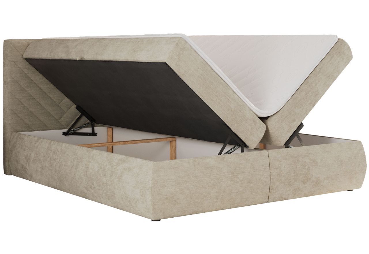 Łóżko kontynentalne AVERTA 180x200 - H4 - beżowy, szenil gładki