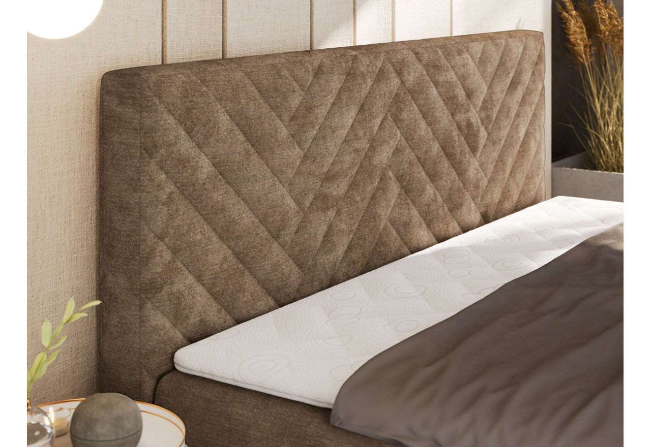 Łóżko kontynentalne AVERTA 140x200 - H4 - brązowy, szenil gładki