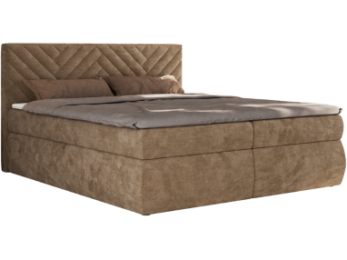 Łóżko kontynentalne AVERTA 160x200 - H4 - brązowy, szenil gładki