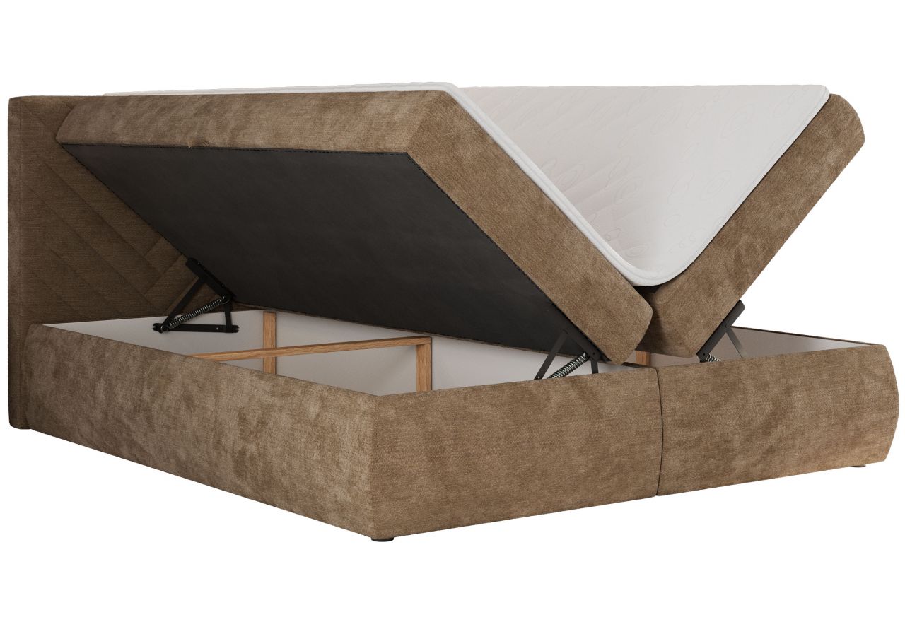 Łóżko kontynentalne AVERTA 160x200 - H4 - brązowy, szenil gładki