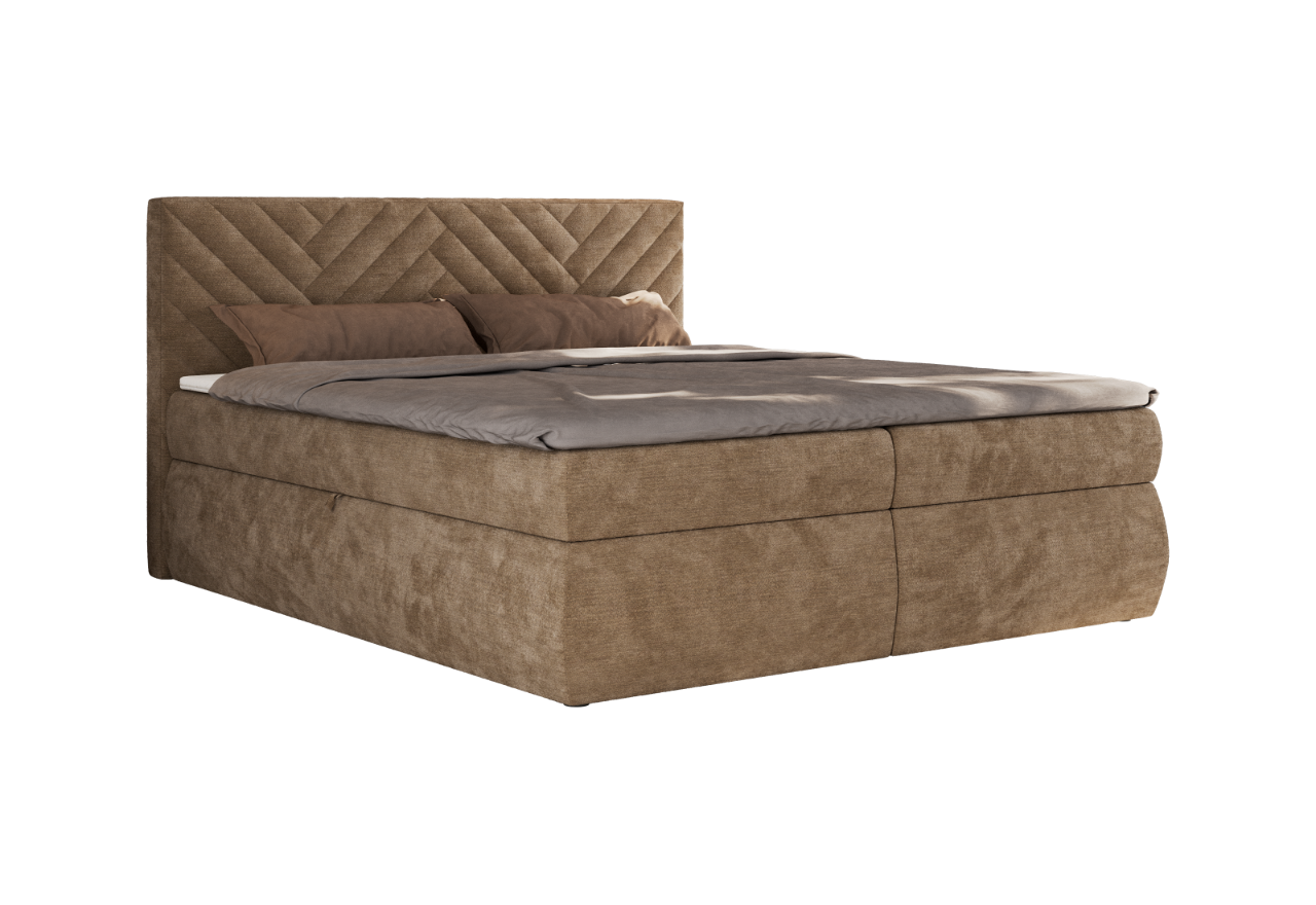 Łóżko kontynentalne AVERTA 180x200 - H4 - brązowy, szenil gładki