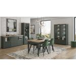 Wąska witryna stojąca w klasycznym stylu do salonu lub pokoju dziennego prawa - ELVAS WM Dąb Lefkas / Zielony