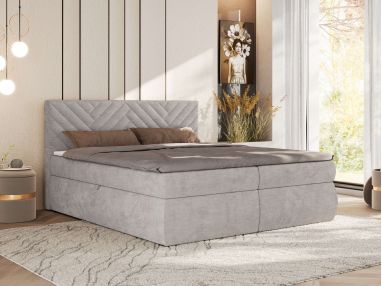 Łóżko kontynentalne AVERTA 160x200 - H4 - jasnoszary, szenil gładki