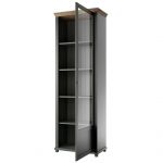 Wąska witryna stojąca w klasycznym stylu do salonu lub pokoju dziennego prawa - ELVAS WM Dąb Lefkas / Zielony