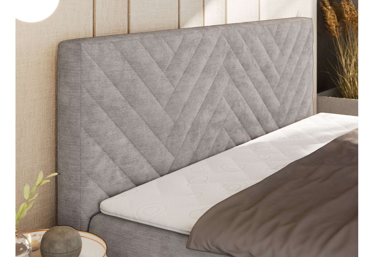 Łóżko kontynentalne AVERTA 180x200 - H4 - jasnoszary, szenil gładki